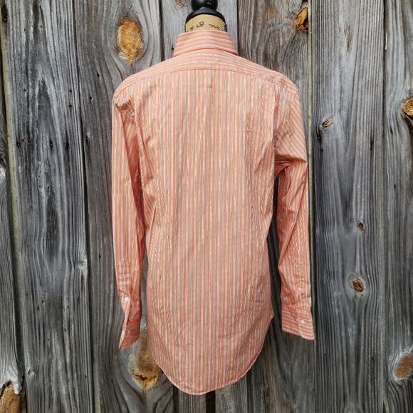 100% Cotton Orange Stripe ButtonUp Dress Shirt Polo Ralph Lauren Size 15.5 32/33 - Picture 3 of 7